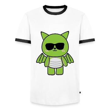 Little Dragon Motif Baby Young Sweet Green cool - Men's Ringer Shirt - white/black - Front - AI Model Female 172 light (172cm) & AI Model Male 178 dark (178cm)