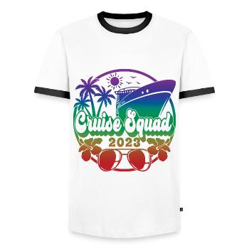 Cruise Squad 2023 Croisière Famille Amis Vacances - T-shirt contrasté Homme - blanc/noir - Devant - AI Model Female 172 light (172cm) & AI Model Male 178 dark (178cm)