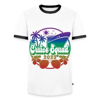 Cruise Squad 2023 Croisière Famille Amis Vacances - T-shirt contrasté Homme - blanc/noir - Devant - AI Model Female 172 light (172cm) & AI Model Male 178 dark (178cm)
