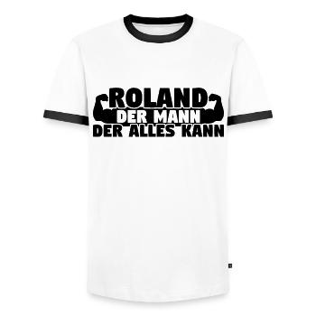Der Mann Der Alles kann Roland - Männer Kontrast-T-Shirt - Weiß/Schwarz - Vorne - AI Model Female 172 light (172cm) & AI Model Male 178 dark (178cm)