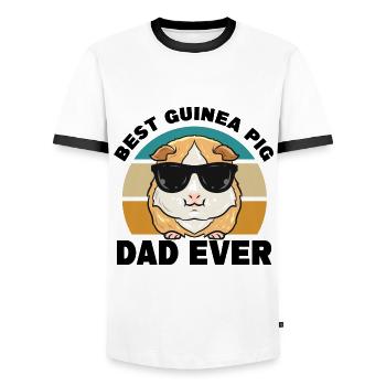 Guinea pig - Men's Ringer Shirt - white/black - Front - AI Model Female 172 light (172cm) & AI Model Male 178 dark (178cm)