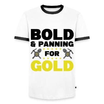 Extraction de l’or - T-shirt contrasté Homme - blanc/noir - Devant - AI Model Female 172 light (172cm) & AI Model Male 178 dark (178cm)