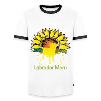 Drôle de maman Labrador - T-shirt contrasté Homme - blanc/noir - Devant - AI Model Female 172 light (172cm) & AI Model Male 178 dark (178cm)