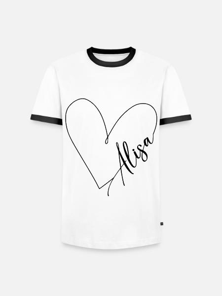 Alisa Name Herzlinie - Männer Kontrast-T-Shirt - Weiß/Schwarz