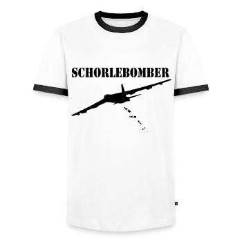 Schorlebomber - Männer Kontrast-T-Shirt - Weiß/Schwarz - Vorne - AI Model Female 172 light (172cm) & AI Model Male 178 dark (178cm)