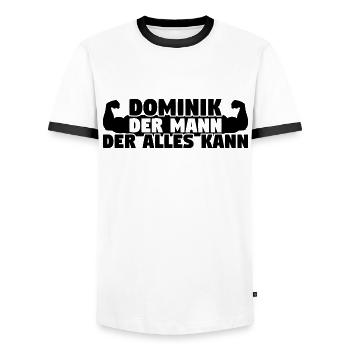 Der Mann Der Alles kann Dominik - Männer Kontrast-T-Shirt - Weiß/Schwarz - Vorne - AI Model Female 172 light (172cm) & AI Model Male 178 dark (178cm)