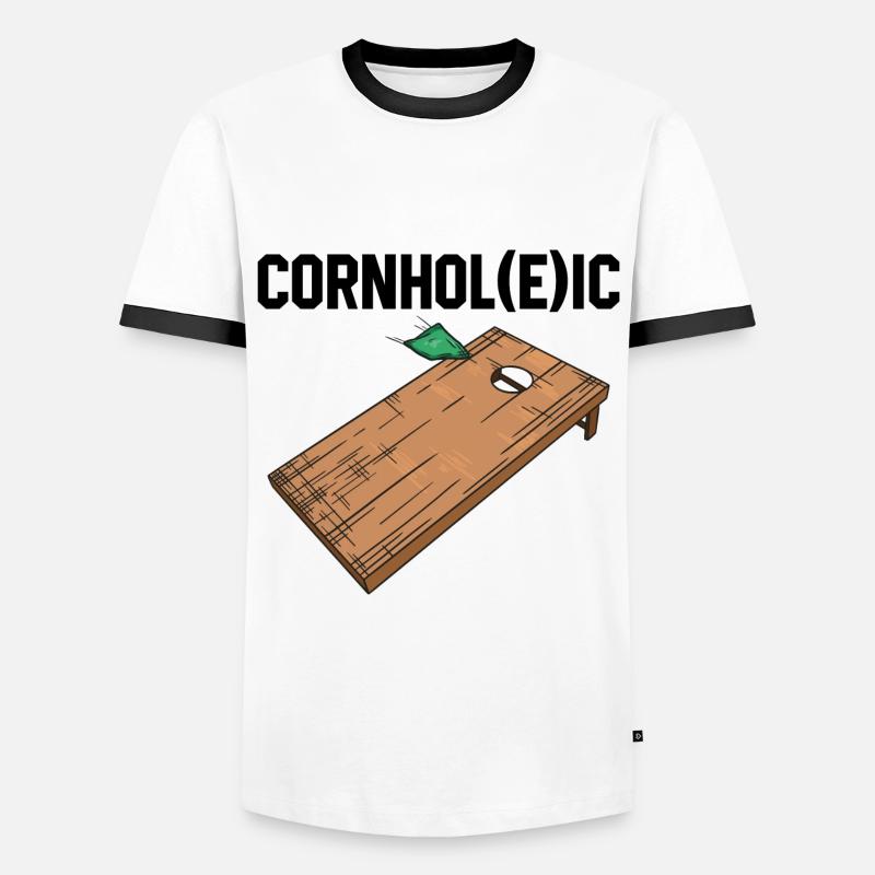 Cornhole - Männer Kontrast-T-Shirt - Weiß/Schwarz