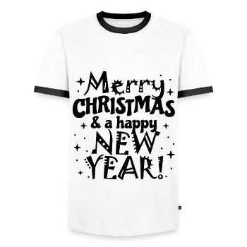 Fröhliche Weihnachten, Frohes neues Jahr - Männer Kontrast-T-Shirt - Weiß/Schwarz - Vorne - AI Model Female 172 light (172cm) & AI Model Male 178 dark (178cm)