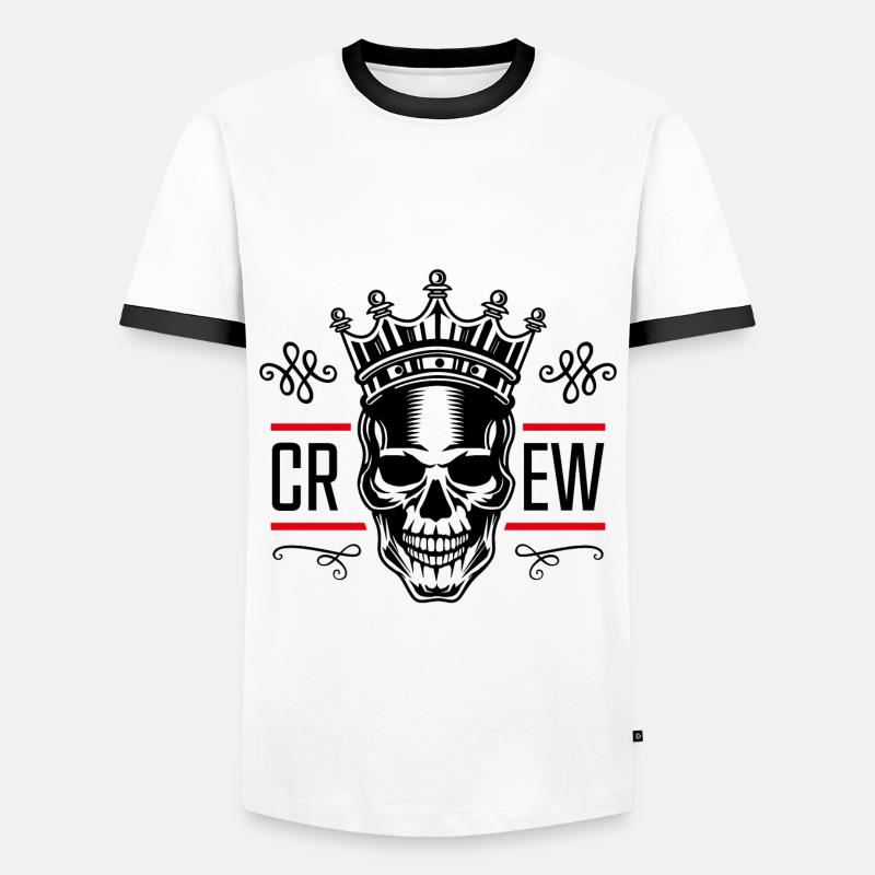 crew skeleton - Men's Ringer Shirt - white/black
