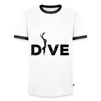 Diving Diving Silhouette - Men's Ringer Shirt - white/black - Front - AI Model Female 172 light (172cm) & AI Model Male 178 dark (178cm)