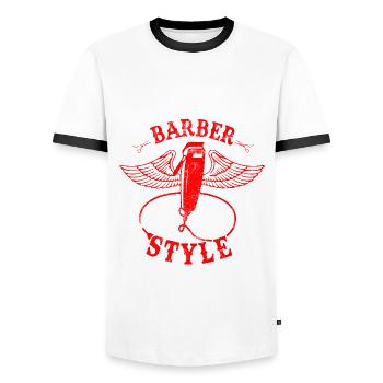Barbier dire - T-shirt contrasté Homme - blanc/noir - Devant - AI Model Female 172 light (172cm) & AI Model Male 178 dark (178cm)