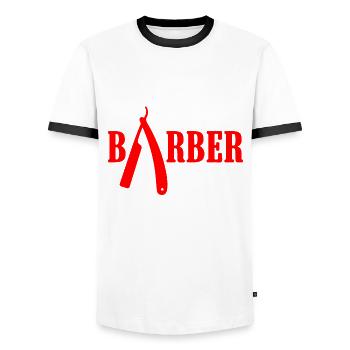 Barbier dire - T-shirt contrasté Homme - blanc/noir - Devant - AI Model Female 172 light (172cm) & AI Model Male 178 dark (178cm)