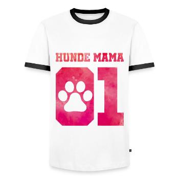 Hunde Mama 01 - Männer Kontrast-T-Shirt - Weiß/Schwarz - Vorne - AI Model Female 172 light (172cm) & AI Model Male 178 dark (178cm)