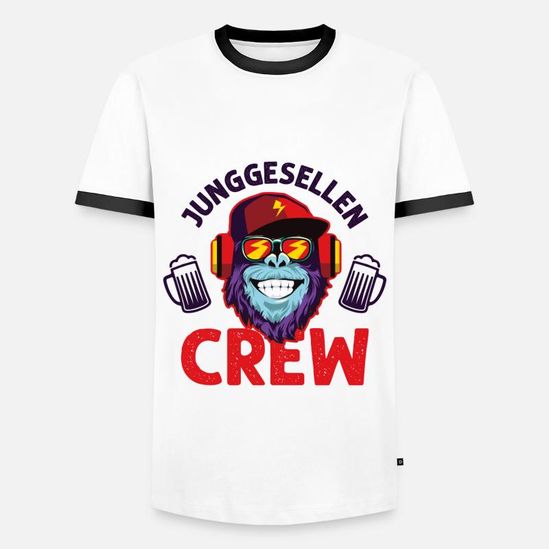 Junggesellen crew affe - Männer Kontrast-T-Shirt - Weiß/Schwarz