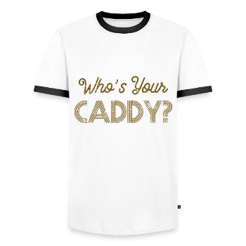 Golf Spruch Caddy - Männer Kontrast-T-Shirt - Weiß/Schwarz - Vorne - AI Model Female 172 light (172cm) & AI Model Male 178 dark (178cm)