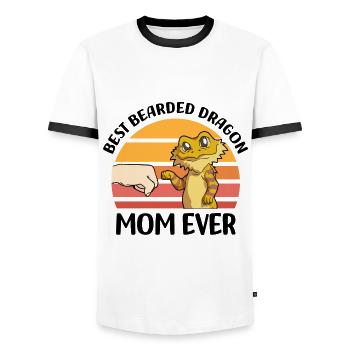 Bearded Dragon Mom - Bearded Dragon Pet - Men's Ringer Shirt - white/black - Front - AI Model Female 172 light (172cm) & AI Model Male 178 dark (178cm)