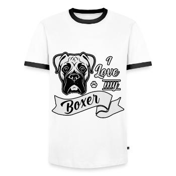 I love my Boxer - Männer Kontrast-T-Shirt - Weiß/Schwarz - Vorne - AI Model Female 172 light (172cm) & AI Model Male 178 dark (178cm)
