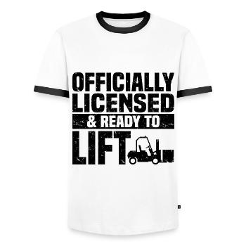 Gabelstapler - Männer Kontrast-T-Shirt - Weiß/Schwarz - Vorne - AI Model Female 172 light (172cm) & AI Model Male 178 dark (178cm)