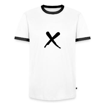 Croix - T-shirt contrasté Homme - blanc/noir - Devant - AI Model Female 172 light (172cm) & AI Model Male 178 dark (178cm)