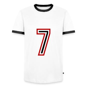 Maillot 7 Nombre d’années - T-shirt contrasté Homme - blanc/noir - Devant - AI Model Female 172 light (172cm) & AI Model Male 178 dark (178cm)