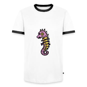 Seahorse Halloween Animal - Men's Ringer Shirt - white/black - Front - AI Model Female 172 light (172cm) & AI Model Male 178 dark (178cm)