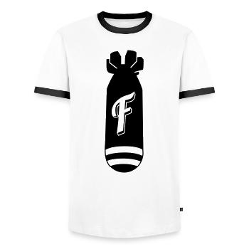 f bomb - Männer Kontrast-T-Shirt - Weiß/Schwarz - Vorne - AI Model Female 172 light (172cm) & AI Model Male 178 dark (178cm)