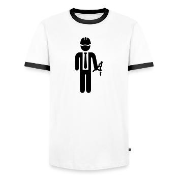 Ingénieur - T-shirt contrasté Homme - blanc/noir - Devant - AI Model Female 172 light (172cm) & AI Model Male 178 dark (178cm)