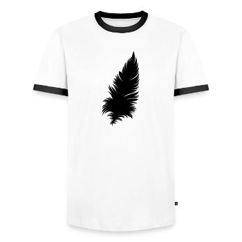 FEDER - Männer Kontrast-T-Shirt - Weiß/Schwarz - Vorne - AI Model Female 172 light (172cm) & AI Model Male 178 dark (178cm)