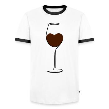 Wine heart wine glass lover alcohol - Men's Ringer Shirt - white/black - Front - AI Model Female 172 light (172cm) & AI Model Male 178 dark (178cm)