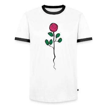 rose - Men's Ringer Shirt - white/black - Front - AI Model Female 172 light (172cm) & AI Model Male 178 dark (178cm)