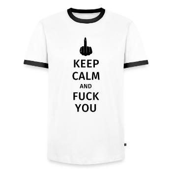 keep calm and fuck you - T-shirt contrasté Homme - blanc/noir - Devant - AI Model Female 172 light (172cm) & AI Model Male 178 dark (178cm)
