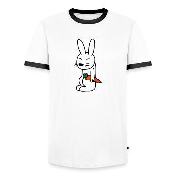 bunny_with_carrot - Männer Kontrast-T-Shirt - Weiß/Schwarz - Vorne - AI Model Female 172 light (172cm) & AI Model Male 178 dark (178cm)