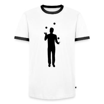 Juggling - Men's Ringer Shirt - white/black - Front - AI Model Female 172 light (172cm) & AI Model Male 178 dark (178cm)