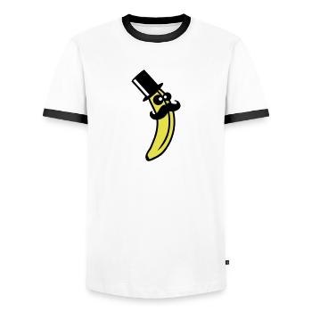 Sir Mustache Banana - Männer Kontrast-T-Shirt - Weiß/Schwarz - Vorne - AI Model Female 172 light (172cm) & AI Model Male 178 dark (178cm)