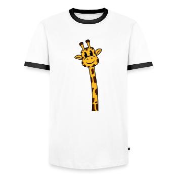Funny Long Neck Giraffe Cool Cute Animals - Men's Ringer Shirt - white/black - Front - AI Model Female 172 light (172cm) & AI Model Male 178 dark (178cm)