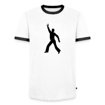 tanzen - Men's Ringer Shirt - white/black - Front - AI Model Female 172 light (172cm) & AI Model Male 178 dark (178cm)