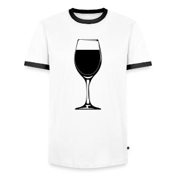 Wine wine wine bottle design - Men's Ringer Shirt - white/black - Front - AI Model Female 172 light (172cm) & AI Model Male 178 dark (178cm)