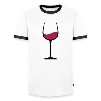 Wine - Men's Ringer Shirt - white/black - Front - AI Model Female 172 light (172cm) & AI Model Male 178 dark (178cm)