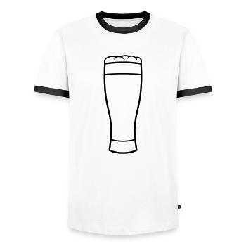 glass drink logo design beer jug octoberfest dri - Men's Ringer Shirt - white/black - Front - AI Model Female 172 light (172cm) & AI Model Male 178 dark (178cm)