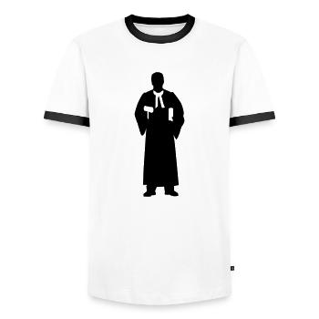 Juge - T-shirt contrasté Homme - blanc/noir - Devant - AI Model Female 172 light (172cm) & AI Model Male 178 dark (178cm)