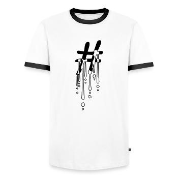 Hashtag Sticky Drop - T-shirt contrasté Homme - blanc/noir - Devant - AI Model Female 172 light (172cm) & AI Model Male 178 dark (178cm)