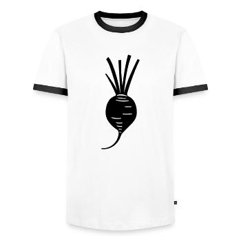 Beet - Men's Ringer Shirt - white/black - Front - AI Model Female 172 light (172cm) & AI Model Male 178 dark (178cm)