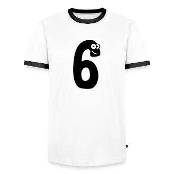 Number 6 six comic cartoon funny face - Men's Ringer Shirt - white/black - Front - AI Model Female 172 light (172cm) & AI Model Male 178 dark (178cm)