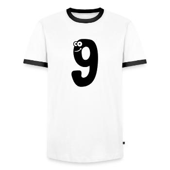 Number 9 nine comic cartoon funny face - Men's Ringer Shirt - white/black - Front - AI Model Female 172 light (172cm) & AI Model Male 178 dark (178cm)