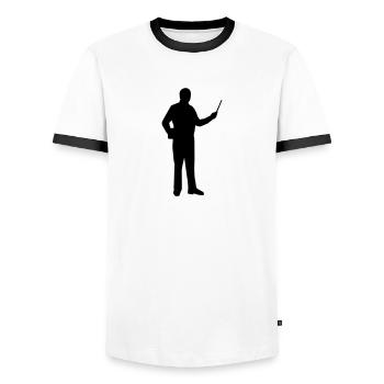 Prof - T-shirt contrasté Homme - blanc/noir - Devant - AI Model Female 172 light (172cm) & AI Model Male 178 dark (178cm)