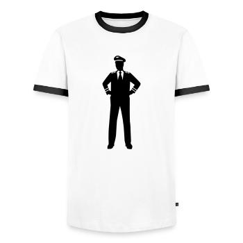 Pilot - Men's Ringer Shirt - white/black - Front - AI Model Female 172 light (172cm) & AI Model Male 178 dark (178cm)