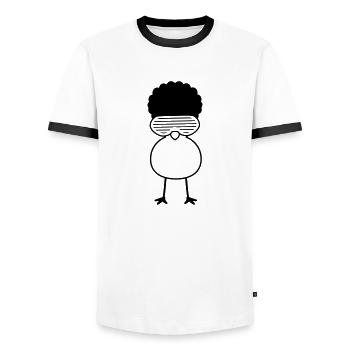 Funky Chick - T-shirt contrasté Homme - blanc/noir - Devant - AI Model Female 172 light (172cm) & AI Model Male 178 dark (178cm)