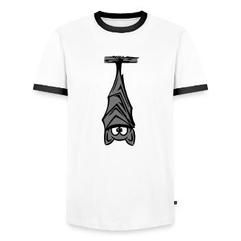 bat hanging - Men's Ringer Shirt - white/black - Front - AI Model Female 172 light (172cm) & AI Model Male 178 dark (178cm)