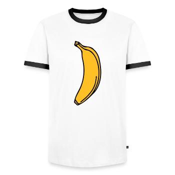 Banane - 3 Farb Vektor - Männer Kontrast-T-Shirt - Weiß/Schwarz - Vorne - AI Model Female 172 light (172cm) & AI Model Male 178 dark (178cm)