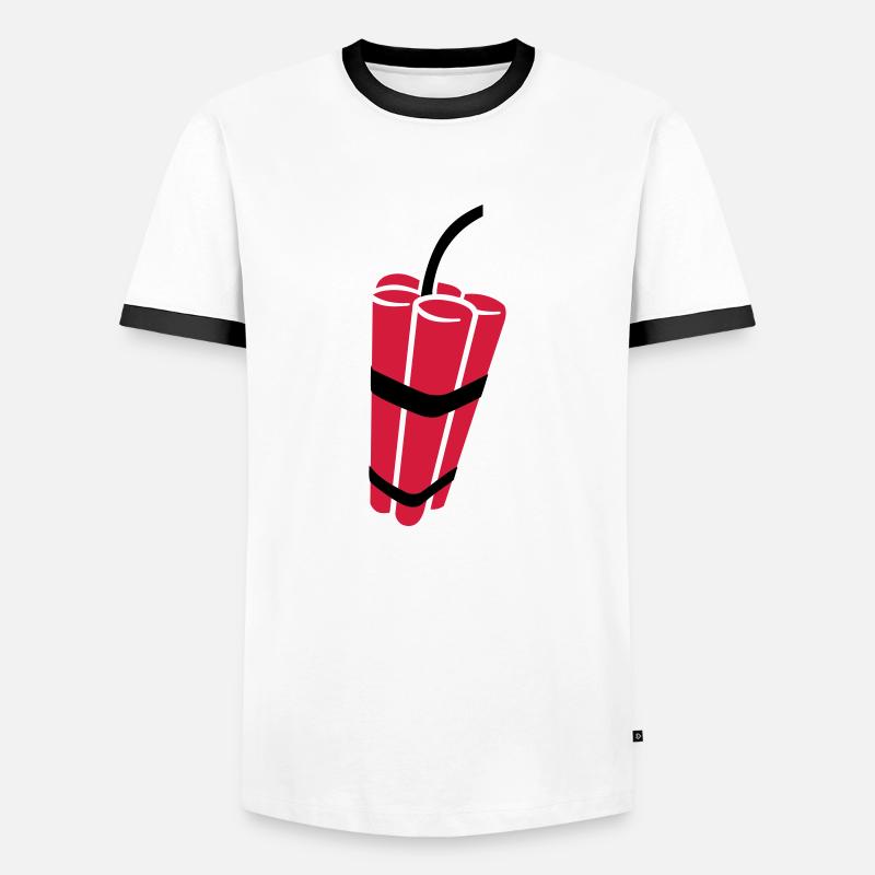Dynamit - Männer Kontrast-T-Shirt - Weiß/Schwarz